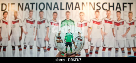 Nuremberg, Germany. 28th Jan, 2014. The DFB photo ball is pictured during the novelties show at the 65th International Toy Fair in Nuremberg, Germany, 28 January 2014. Photo: Daniel Karmann/dpa/Alamy Live News Stock Photo