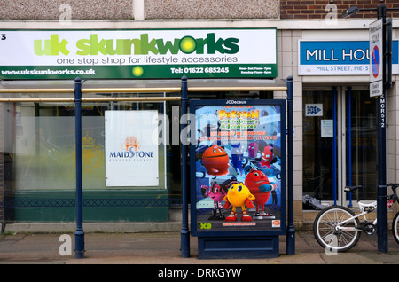 Maidstone, Kent, England, UK. UK Skunkworks shop in Mill Street. 'One stop shop for lifestyle accessories' Stock Photo
