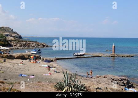 Seaside of  beach of Portopalo near Capo Passero, Stock Photo