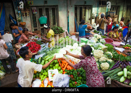 Vegetable market in Yangon, Myanmar Stock Photo