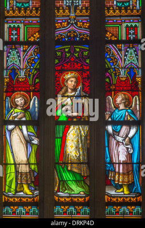 Bratislava - Saint Cecilia on windowpane  in st. Martin cathedral. Stock Photo