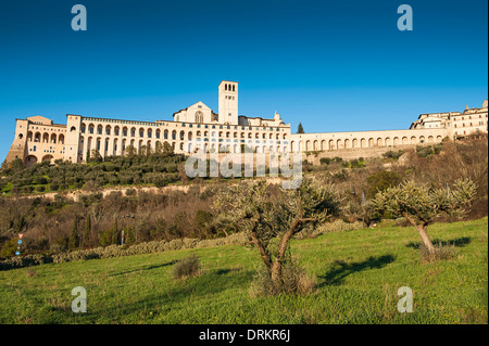 Assisi, Umbria. The magnificient church of St. Francis, where there is the tomb of the saint. The church is Unesco site, Stock Photo