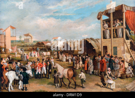 Charles Turner, An Extensive View of the Oxford Races. Circa 1820. Oil on canvas. Yale Center for British Art, New Haven, USA. Stock Photo