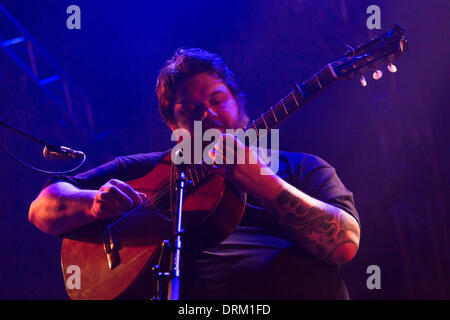 Glasgow, Scotland, UK. 28th January 2014. RM Hubbert, Scottish guitarist and singer, supported Mogwai Concert Hall Glasgow, Celtic Connections 2014. Member Scottish post rock band El Hombre Trajeado, member of the Glaswegian DIY music scene since 1991. Credit:  Pauline Keightley/Alamy Live News Stock Photo