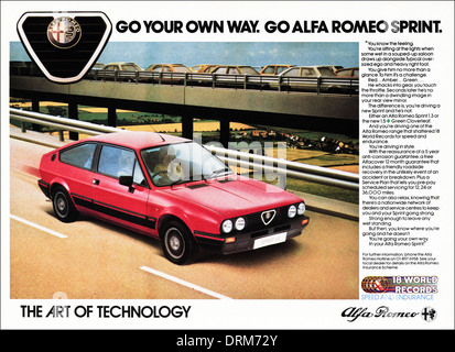 1980s magazine advertisement advertising new ALFA ROMEO car, advert circa 1983 Stock Photo