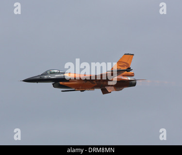 Dutch airforce F-16AM display jet fighter at RIAT 2013 at RAF Fairford Stock Photo