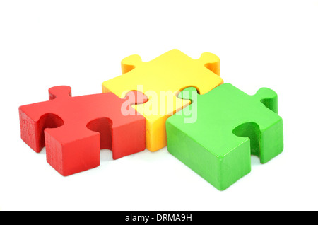 Collaboration concept  jigsaw puzzle isolated on white Stock Photo