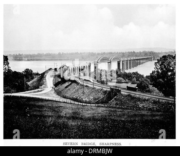 Severn railway bridge, between Sharpness and Lydney, Gloucestershire demolished 1970  Photographed Circa 1910 Stock Photo