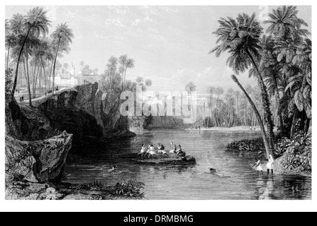 Neftah, the ancient Negeta, Beylik of Tunis Circa 1850 Stock Photo