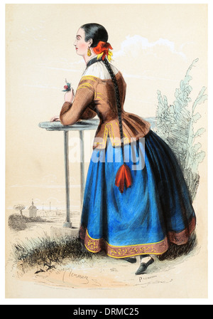 young woman Segovia  Spain circa 1848 Stock Photo