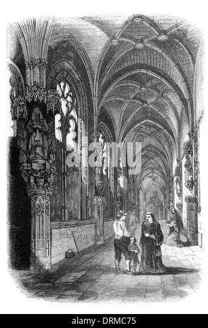 Cloister of the convent of Saint Jean of the Kings.. Toledo Spain circa 1848 Stock Photo
