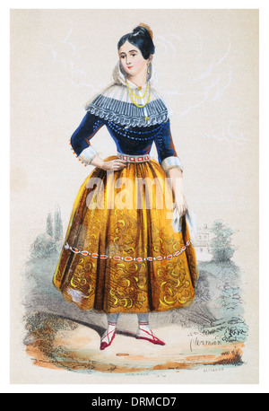 woman of Palma de Mallorca Balearic Islands circa 1848 Stock Photo