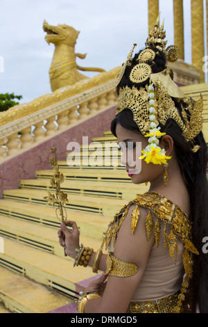 Apsara Dancer Performance in Temple Stock Photo