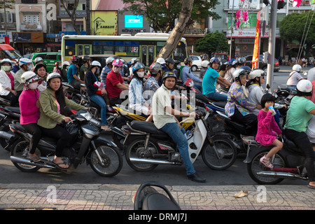 Motorcycle Traffic downtown Saigon Stock Photo