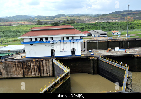 Panama canal Miraflores locks Panama Stock Photo