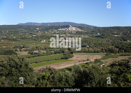 Bonnieux viewed from Lacoste Stock Photo