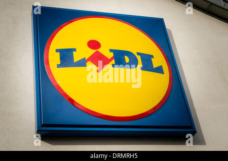 Sign outside LiDL store for identification Stock Photo