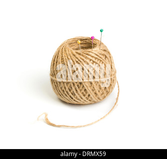 Ball of yarn with needles on a white background isolated Stock Photo