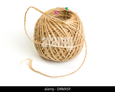 Ball of yarn with needles on a white background isolated Stock Photo