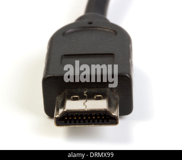 HDMI cable close-up isolated on white background Stock Photo