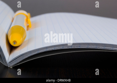 Pen on a notebook on the table Stock Photo