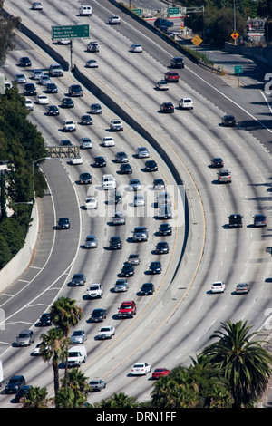 Traffic on Los Angeles Freeway, California, USA Stock Photo