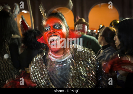 During 'the muerteada' on the Day of the Dead, participants dress up in costumes representing monsters and horror characters Stock Photo