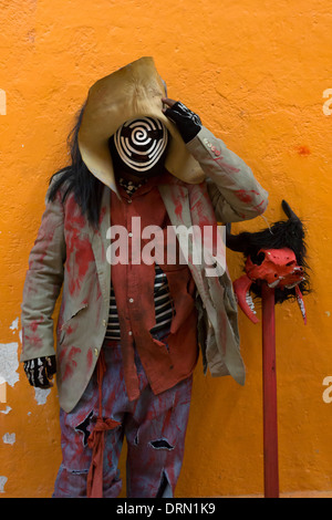 During 'the muerteada' on the Day of the Dead, participants dress up in costumes representing monsters and horror characters Stock Photo
