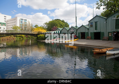 The Antigua Boat Sheds on the Avon River in Christchurch Stock Photo