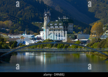 Maitai River and Nelson City Council buildings, Nelson, South Island, New Zealand Stock Photo