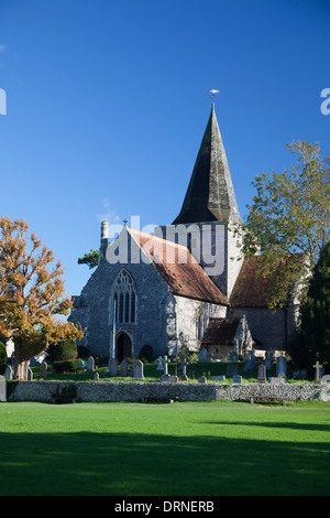 St Andrew's Church, also known as the Cathedral of the Downs, Alfriston, County Sussex, England. Stock Photo