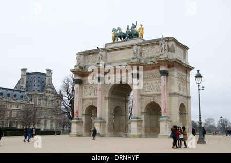 The Arc de Triomphe du Carrousel at the the Place du Carrousel. Paris, France