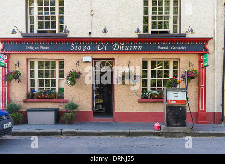 Ireland - Post Office shop and petrol pump in Clonegal, County Carlow, Republic of Ireland, Europe Stock Photo