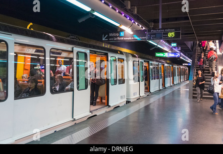 Underground Metro and subway train in Marseille, Provence, France, Europe Stock Photo