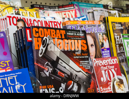 Gun magazine on display in a news store / newsagents, USA Stock Photo