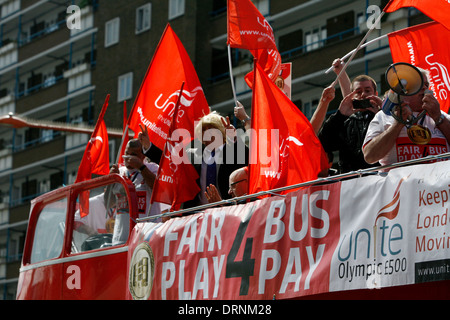Off duty bus drivers protest in front the TFL headquarters Stock Photo