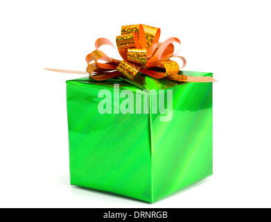 Violet gift box on the isolated white background Stock Photo