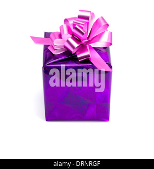Green gift box on the isolated white background Stock Photo