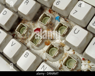 Computer keyboard with keys removed for cleaning Stock Photo