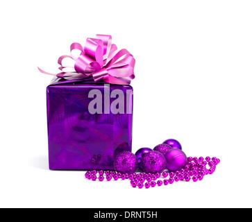 Gift and beads on the white isolated background Stock Photo