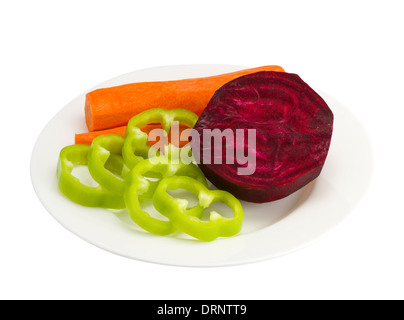 Vegetables on a plate on a white background Stock Photo