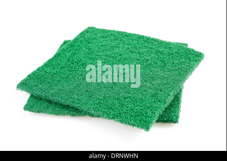 green kitchen sponges cloth isolated on white background Stock Photo