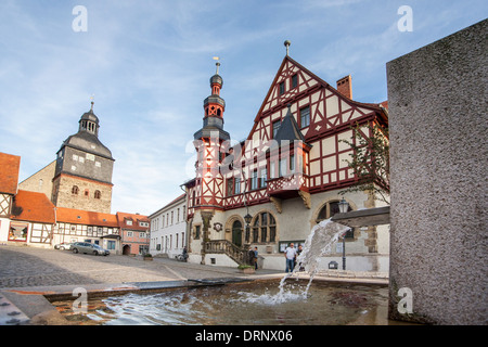 town hall and st mary's church, harzgerode, harz district, saxony-anhalt, germany Stock Photo