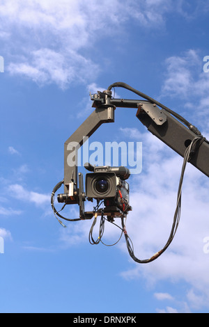 TV camera on crane Stock Photo