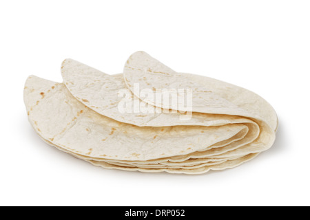 wheat round tortillas, isolated on white background Stock Photo