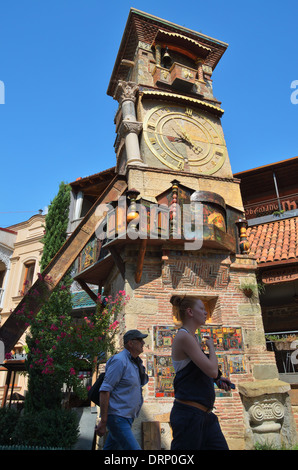 Rezo Gabriadze's clock tower of puppet theatre, Tbilisi, Republic of Georgia Stock Photo