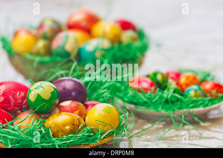 Easter eggs in various colors Stock Photo
