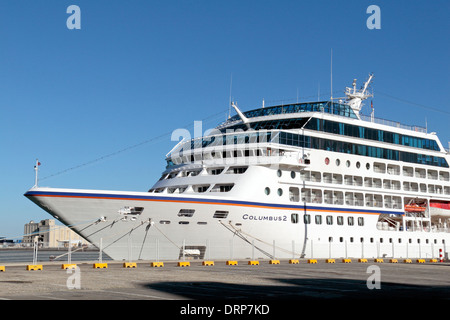 The Columbus 2 cruise ship, moored in Puerto de Cadiz, (the Port of Cadiz), Cadiz, Portugal. Stock Photo