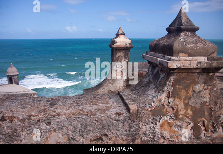 Walls of El Morro fort in Old San Juan, Puerto Rico Stock Photo