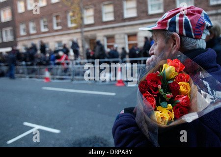 Members of the media stand outside the King Edward VII hospital where Britain's Catherine Duchess of Cambridge Stock Photo